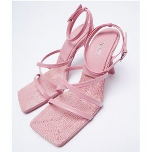 Zara heeled leather sandals with insole size 36 color Barbie pink